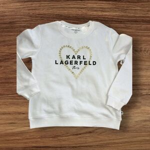 Karl Lagerfeld White Sweatshirt with Gold Heart Logo